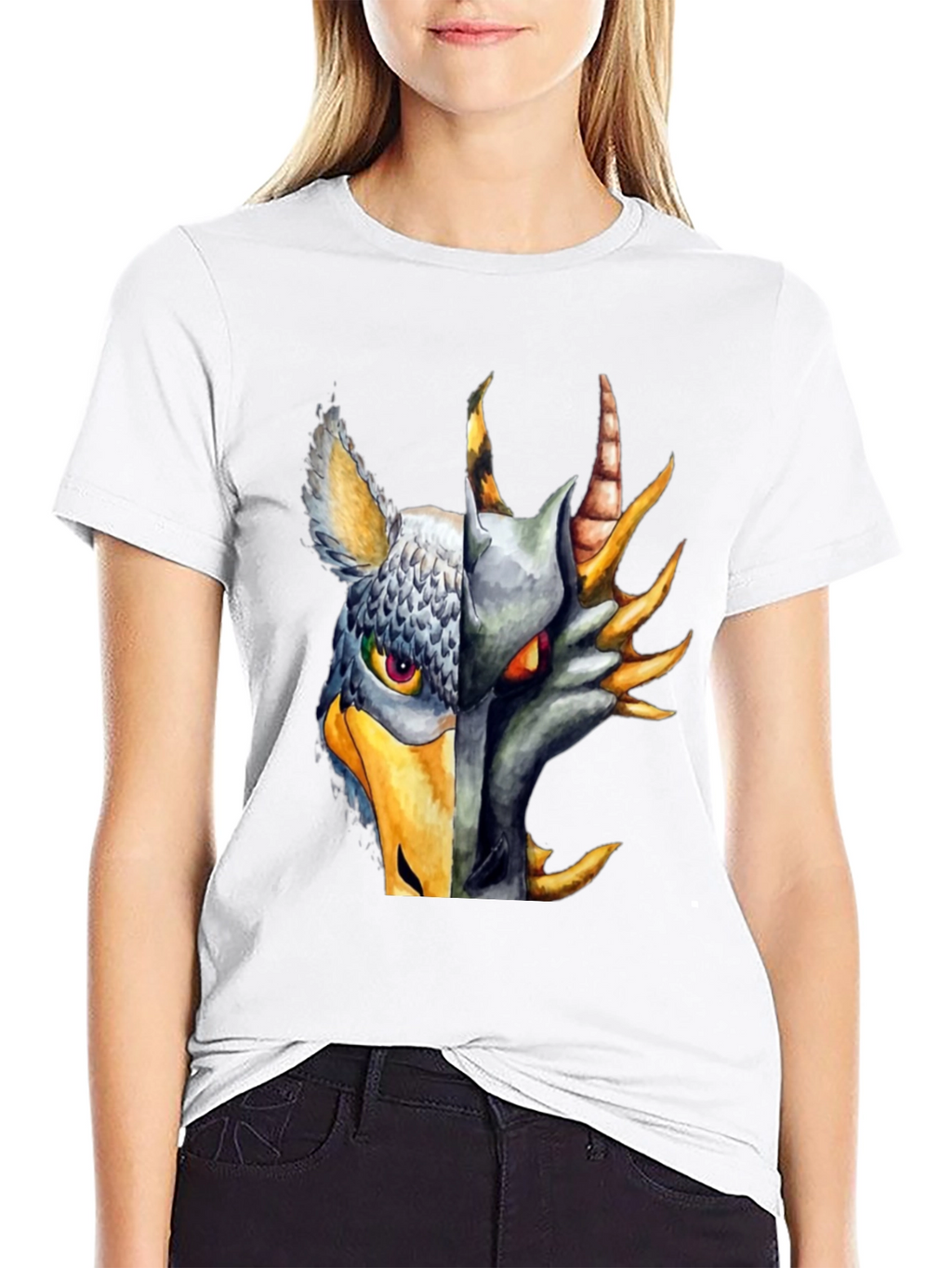 Griffin Dragon Split Face Graphic T-Shirt
