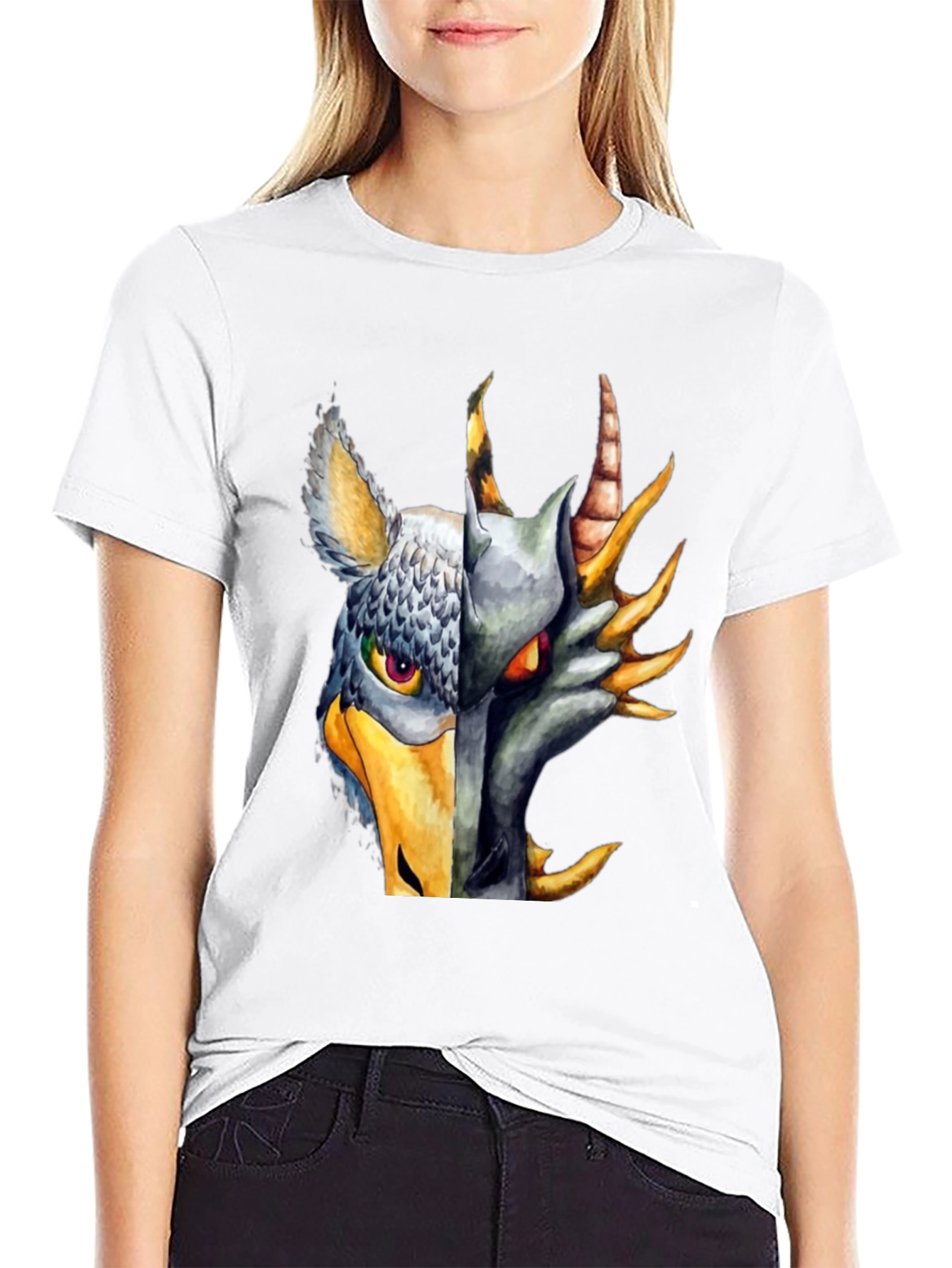 Griffin Dragon Split Face Graphic T-Shirt