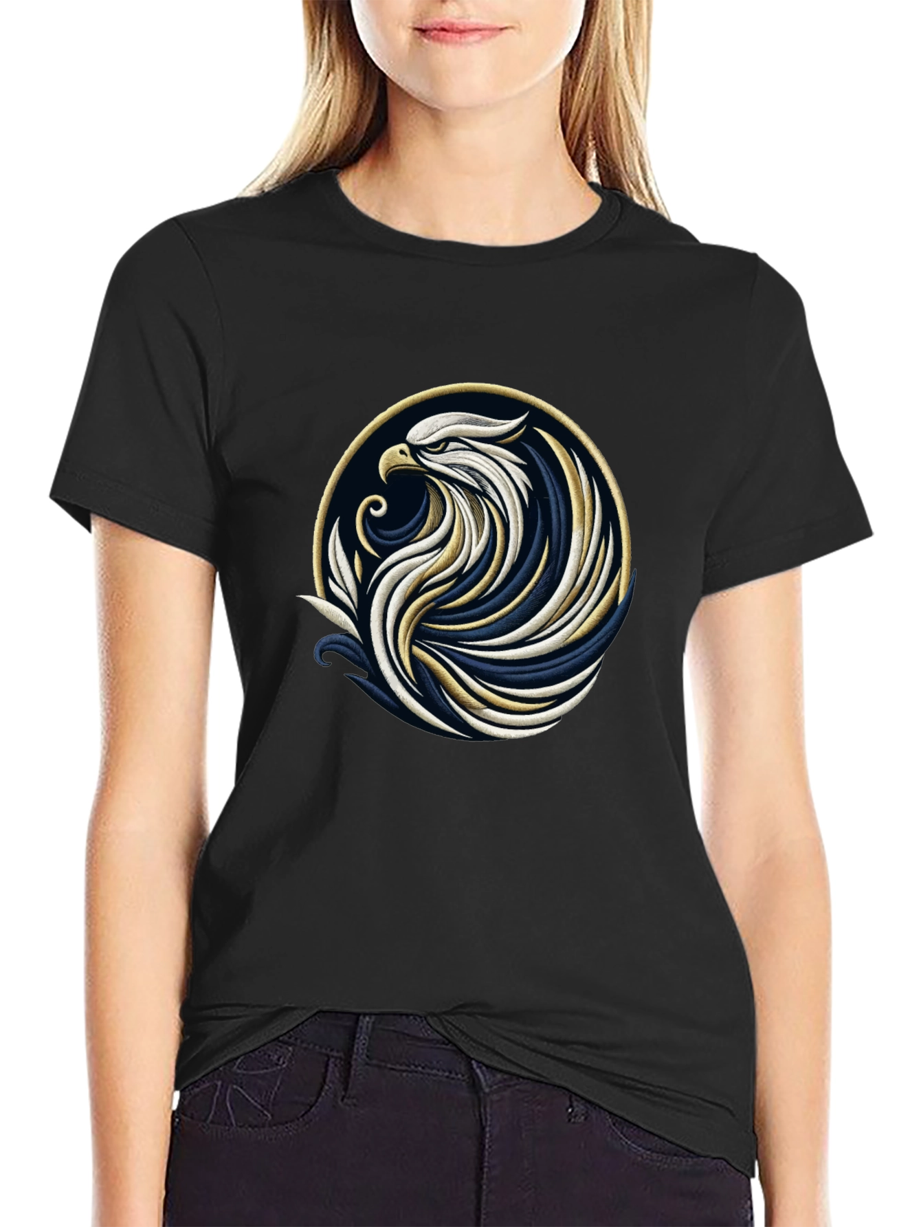 Black Eagle Graphic Tee - Stylish Bird Design