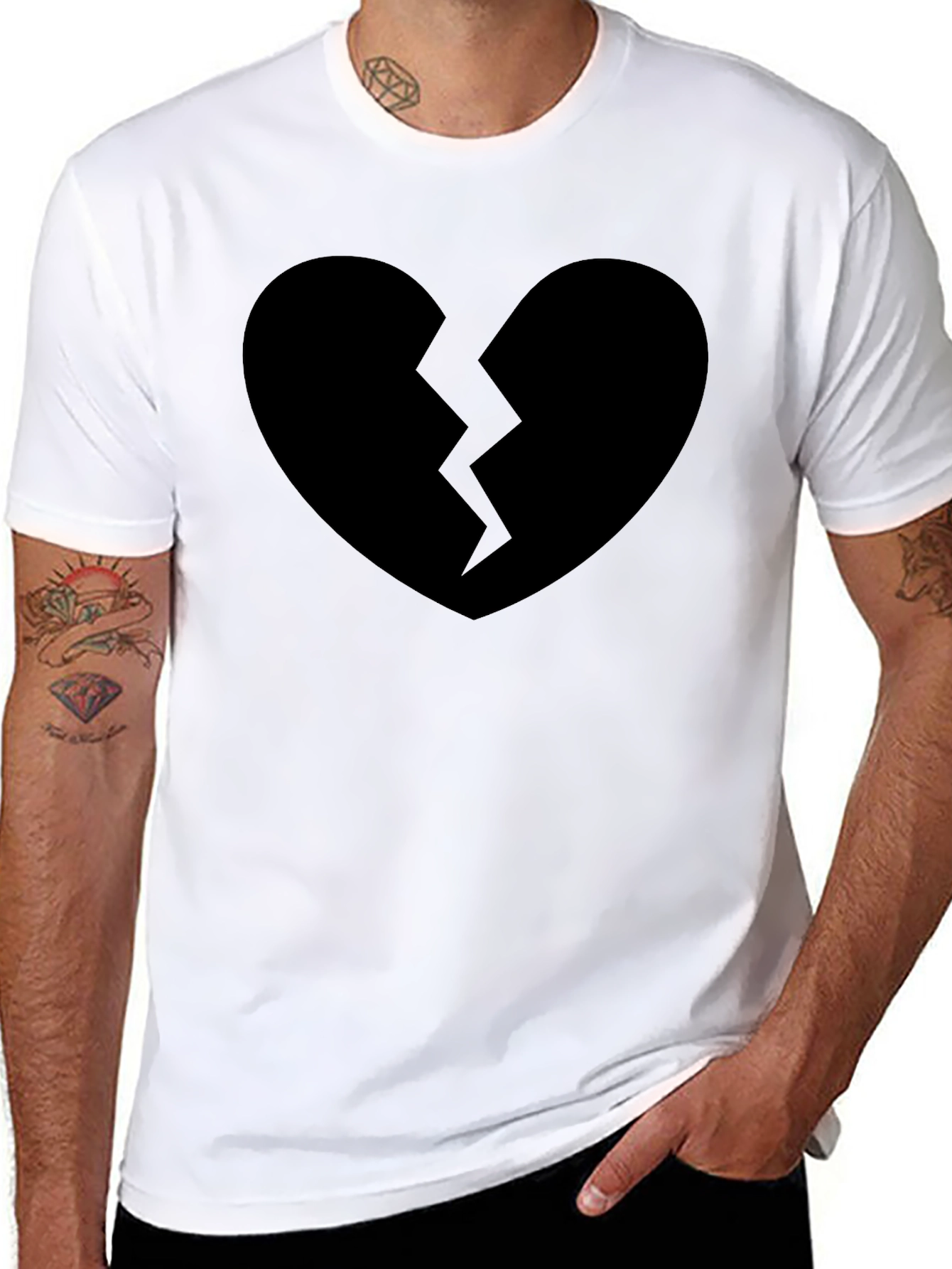 Broken Heart Graphic T-Shirt - Black