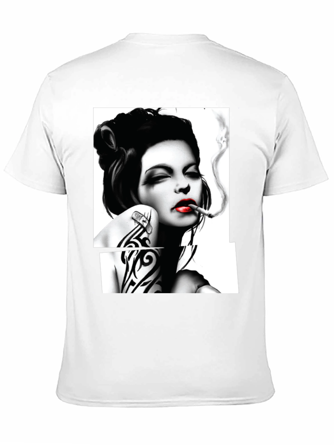 Smoking Woman Graphic T-Shirt - Stylish Black Tee