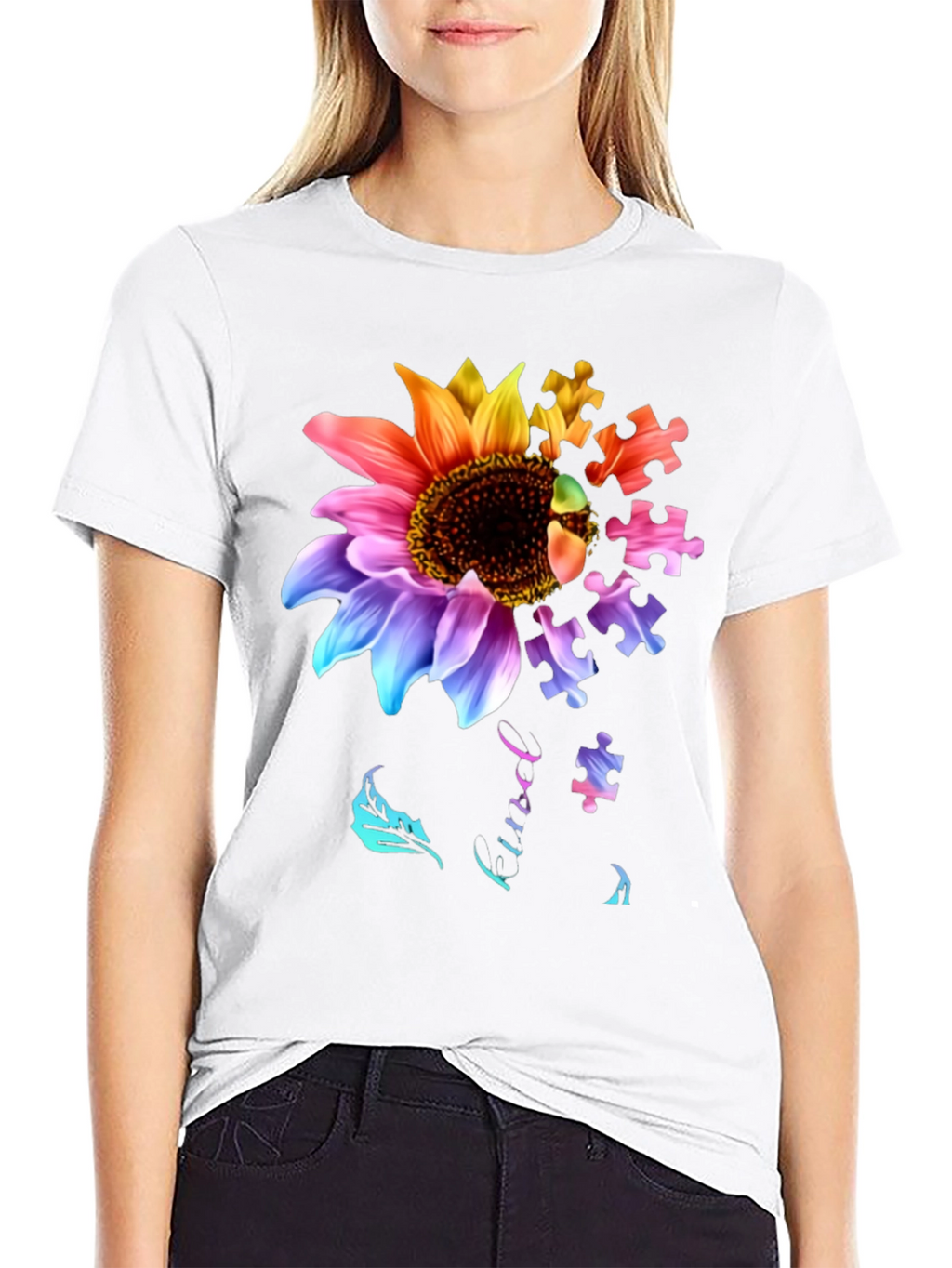 Sunflower Autism Puzzle Piece T-Shirt