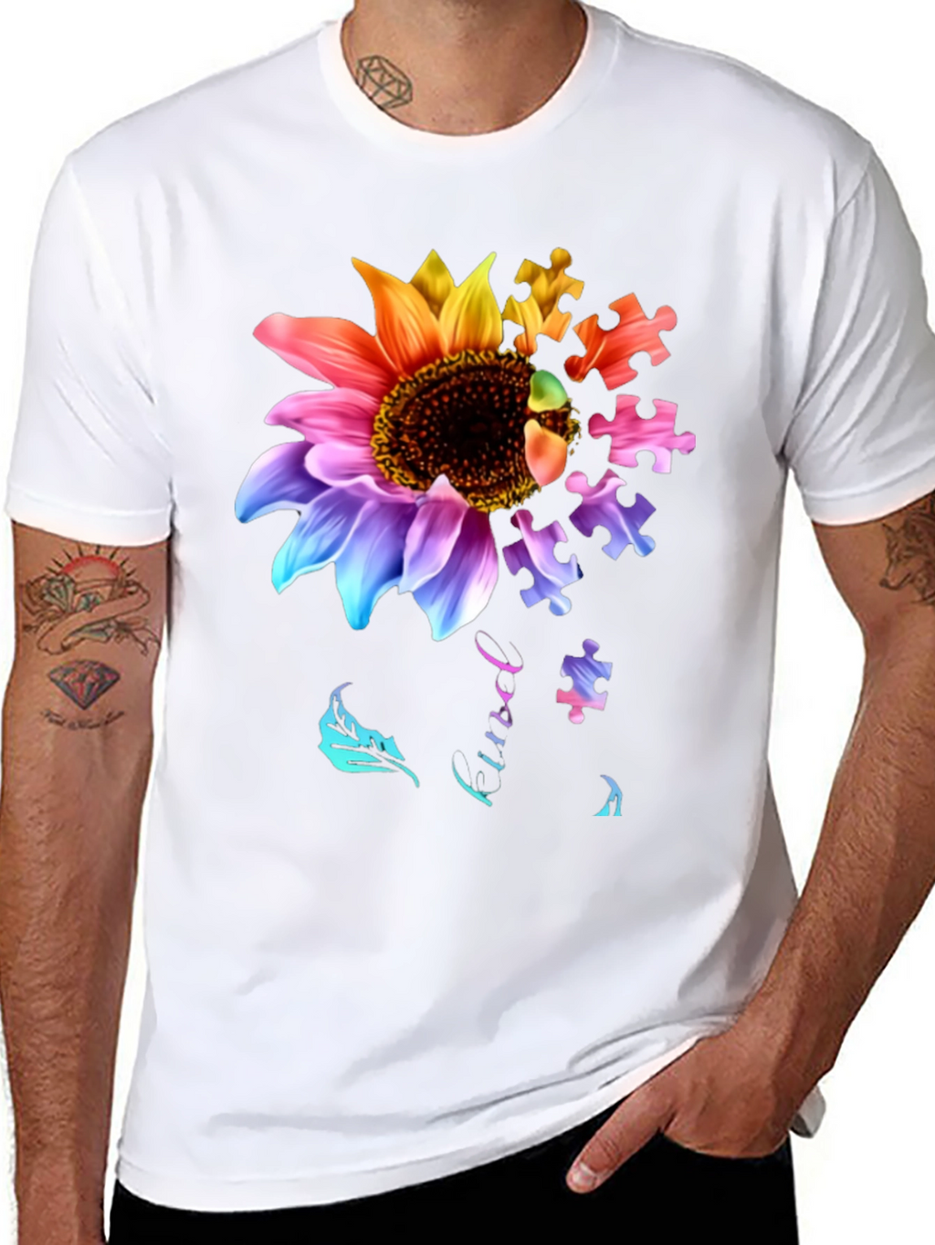Sunflower Autism Puzzle Piece T-Shirt