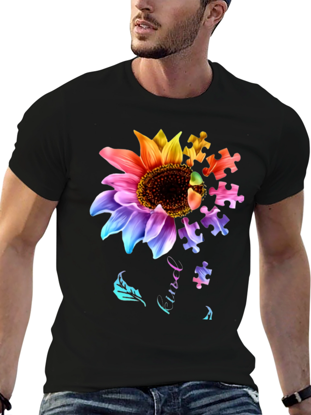 Sunflower Autism Puzzle Piece T-Shirt