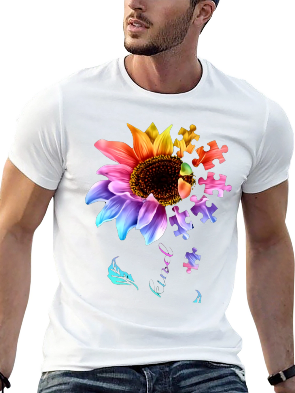 Sunflower Autism Puzzle Piece T-Shirt