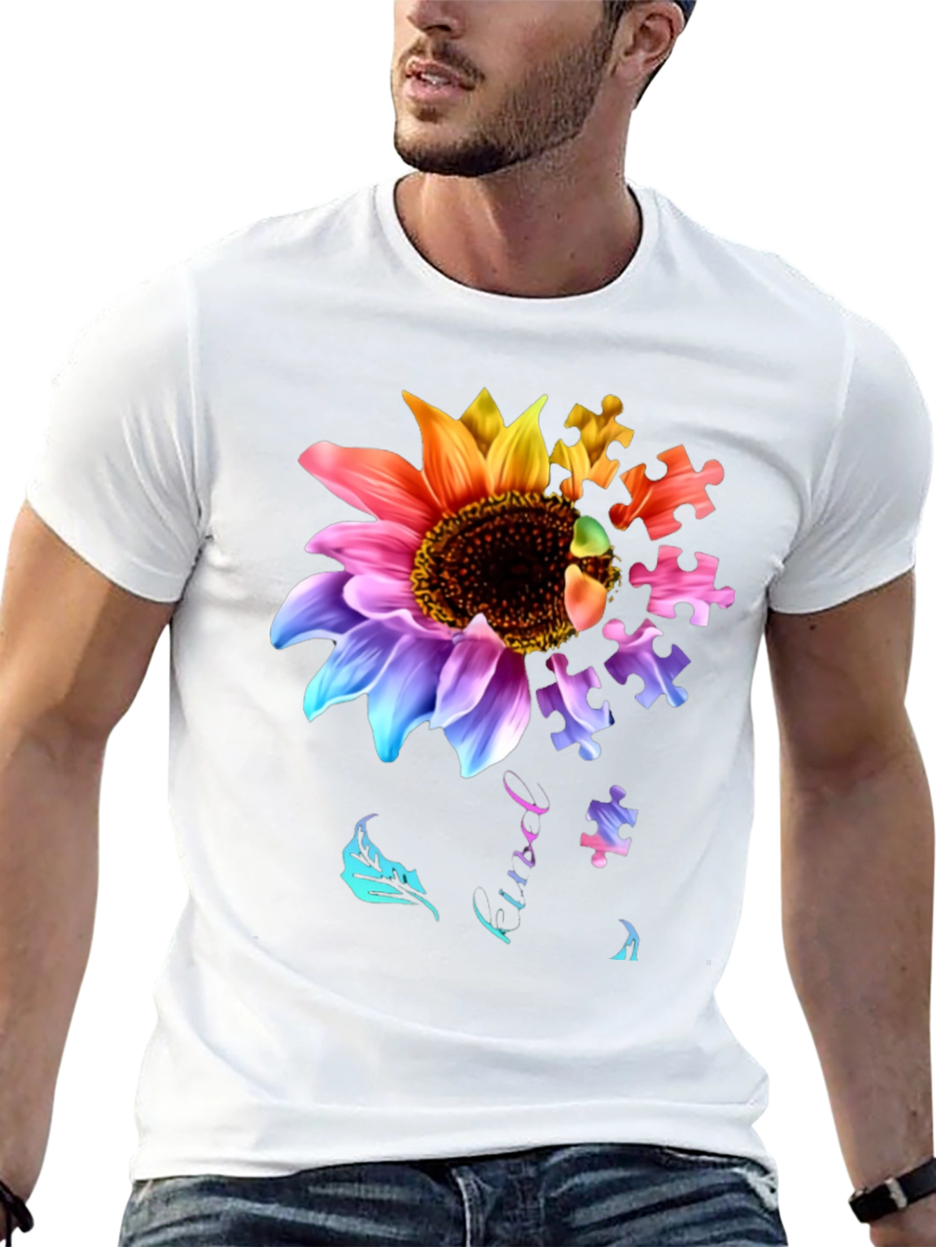 Sunflower Autism Puzzle Piece T-Shirt