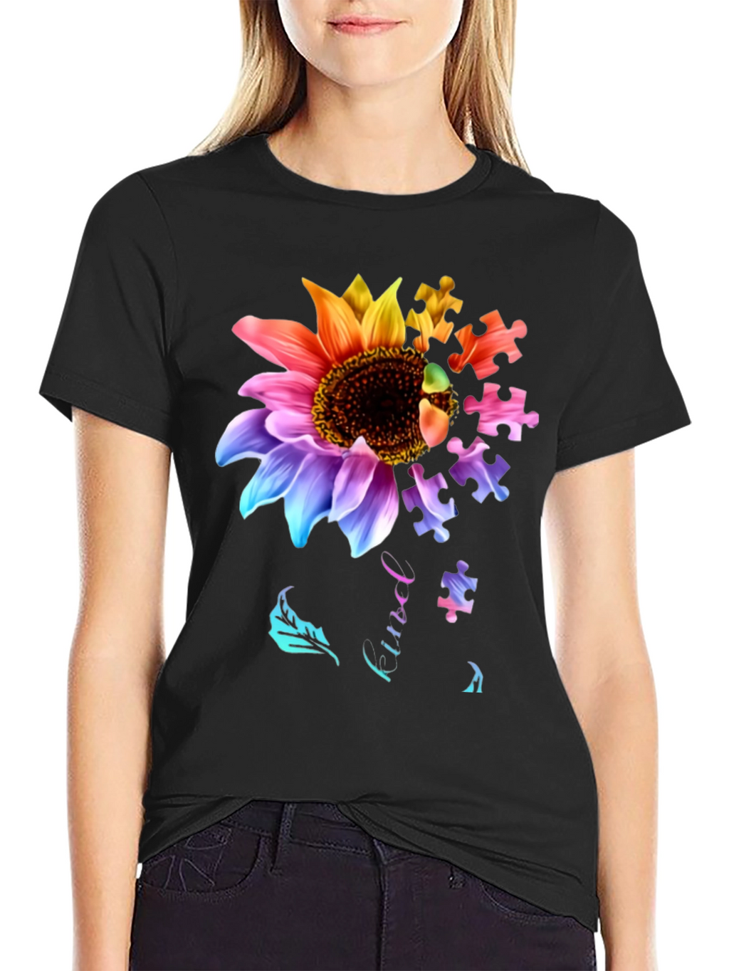 Sunflower Autism Puzzle Piece T-Shirt