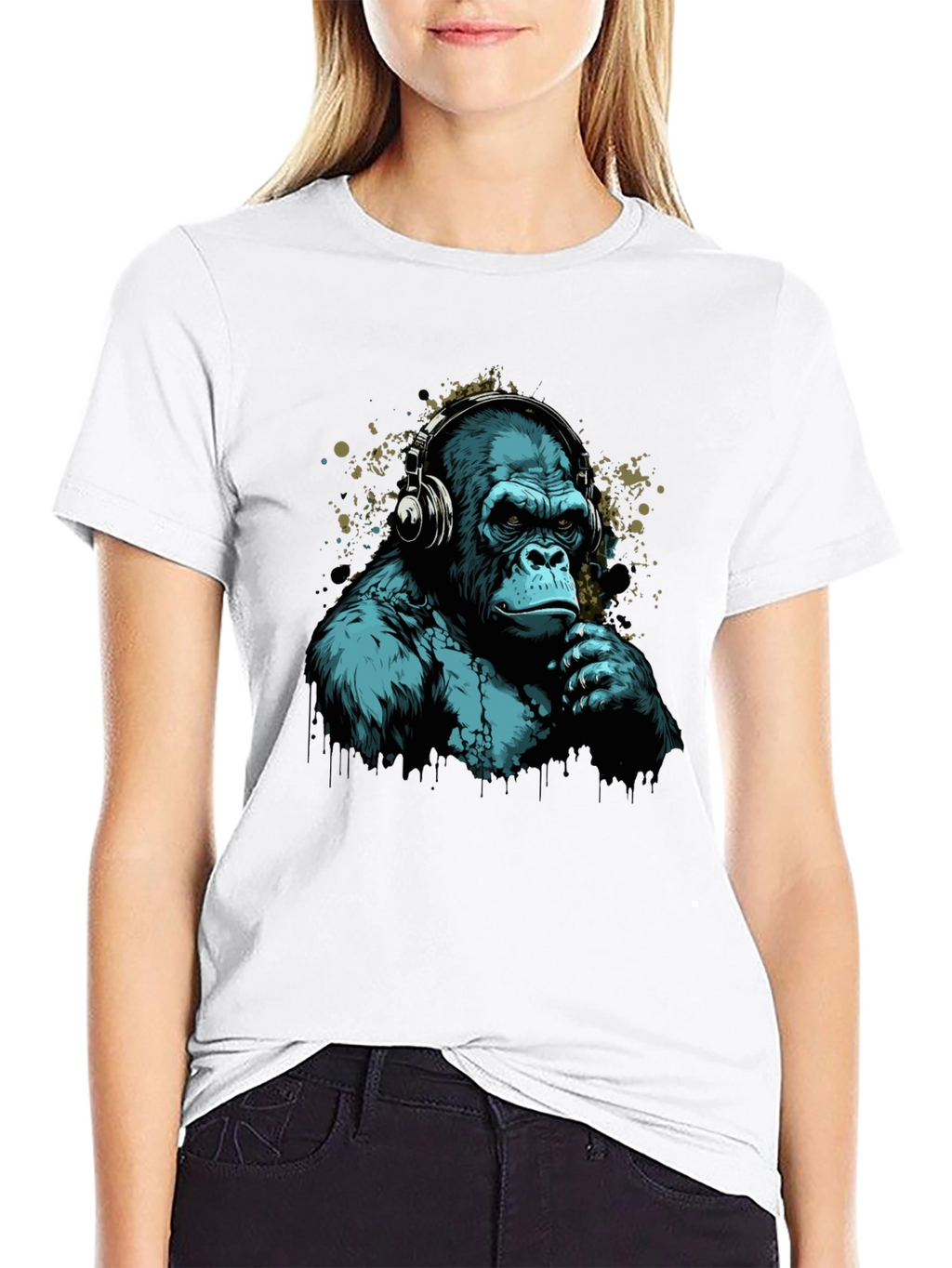Cool Gorilla Headphones Graphic T-Shirt