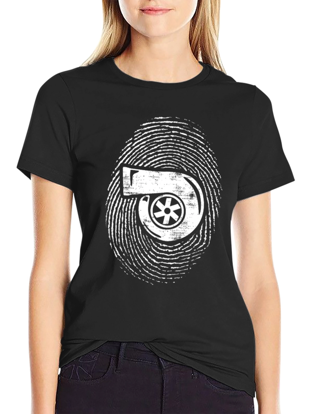 Turbo Fingerprint Graphic Black T-Shirt