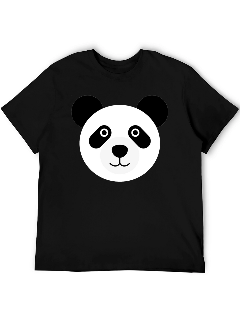 Cute Panda Face Black T-Shirt