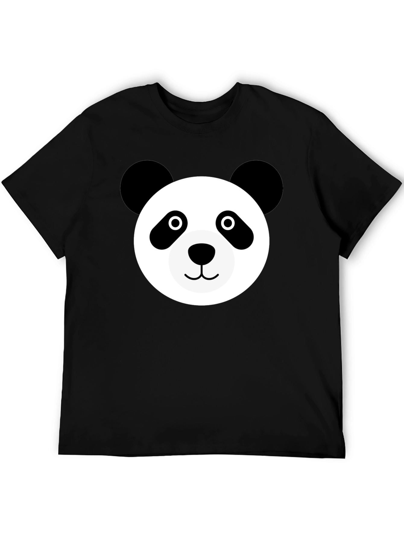 Cute Panda Face Black T-Shirt