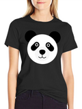 Cute Panda Face Black T-Shirt