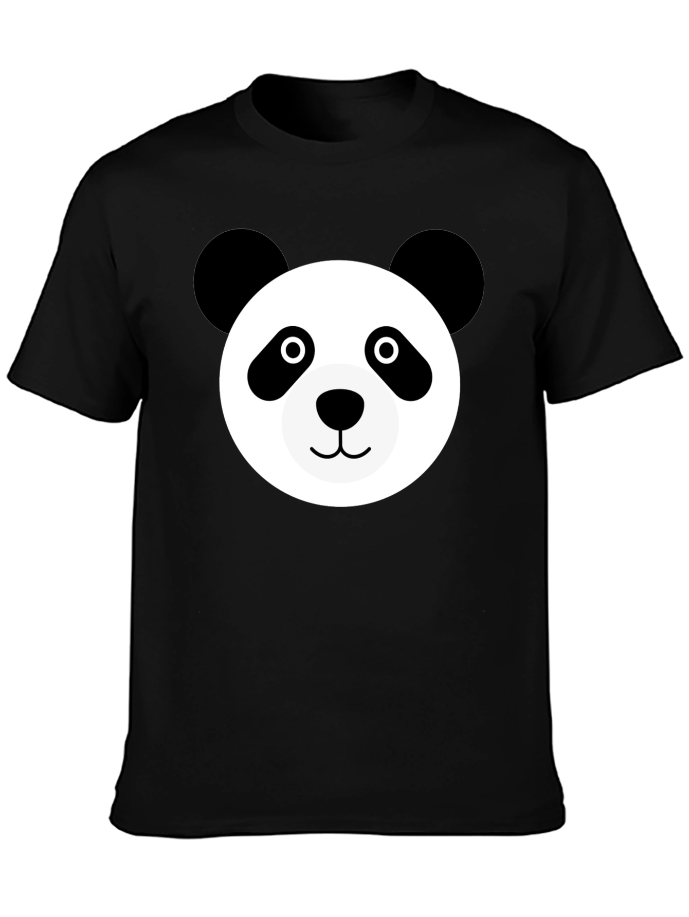 Cute Panda Face Black T-Shirt