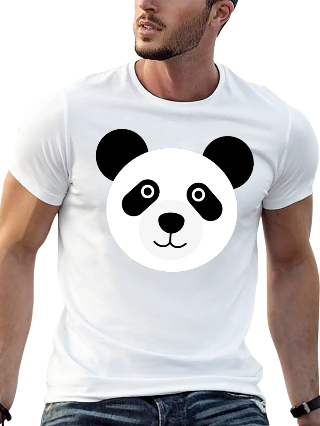 Cute Panda Face Black T-Shirt