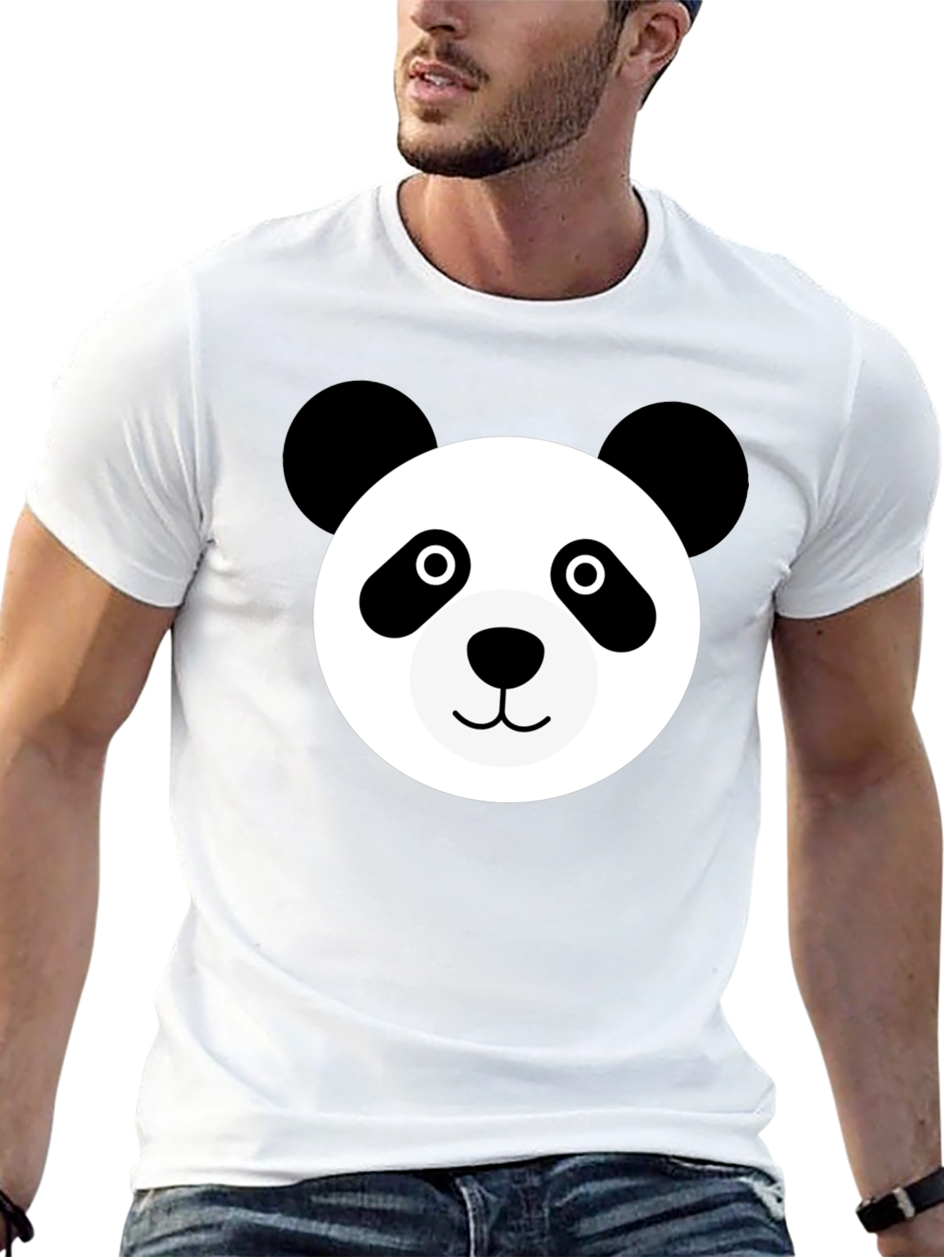 Cute Panda Face Black T-Shirt