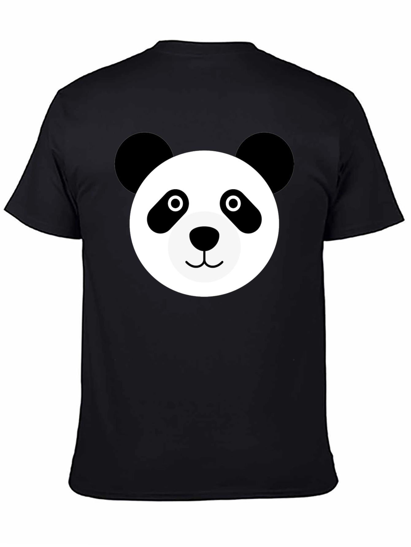 Cute Panda Face Black T-Shirt