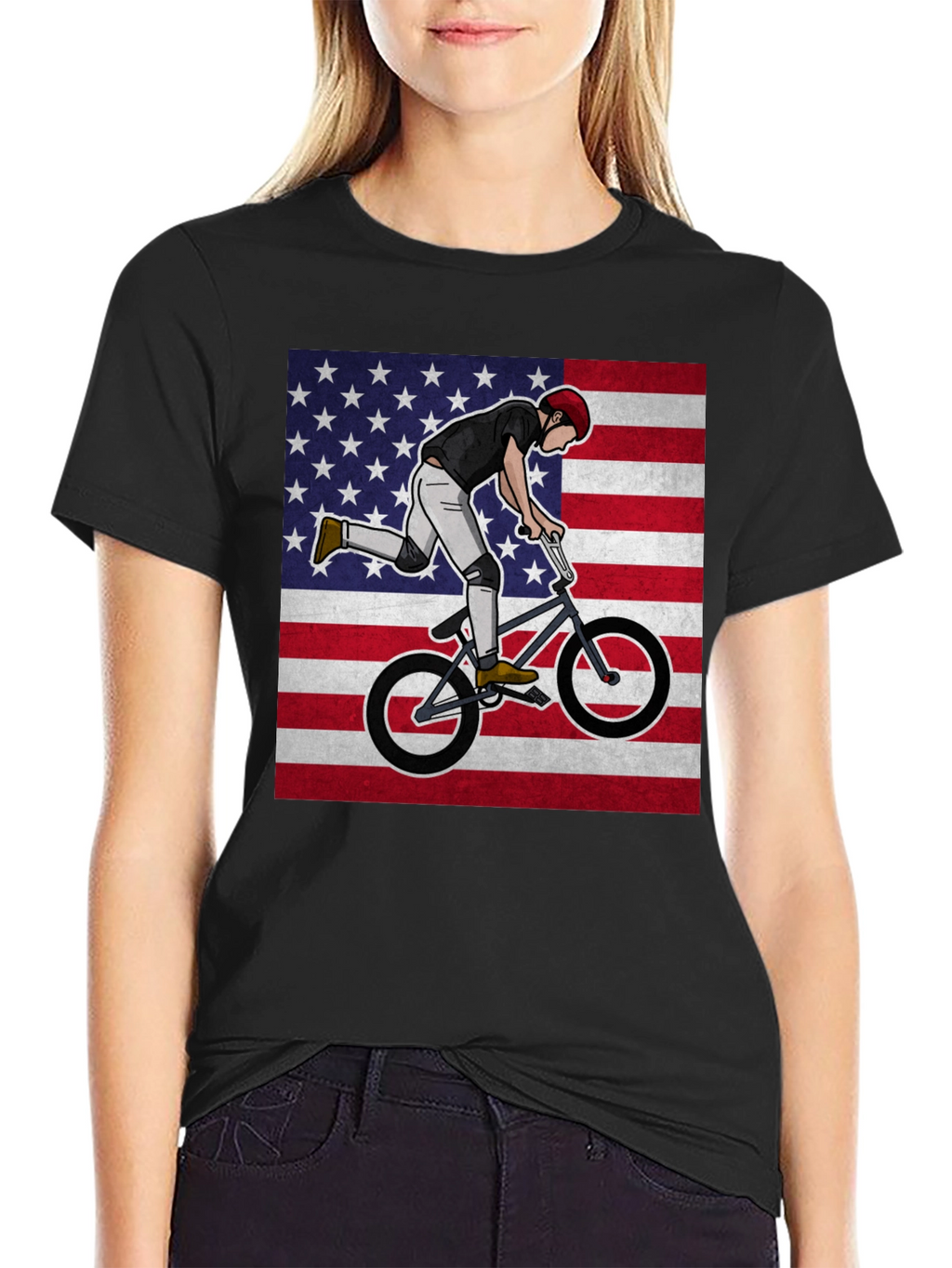 BMX Rider USA Flag Graphic Tee