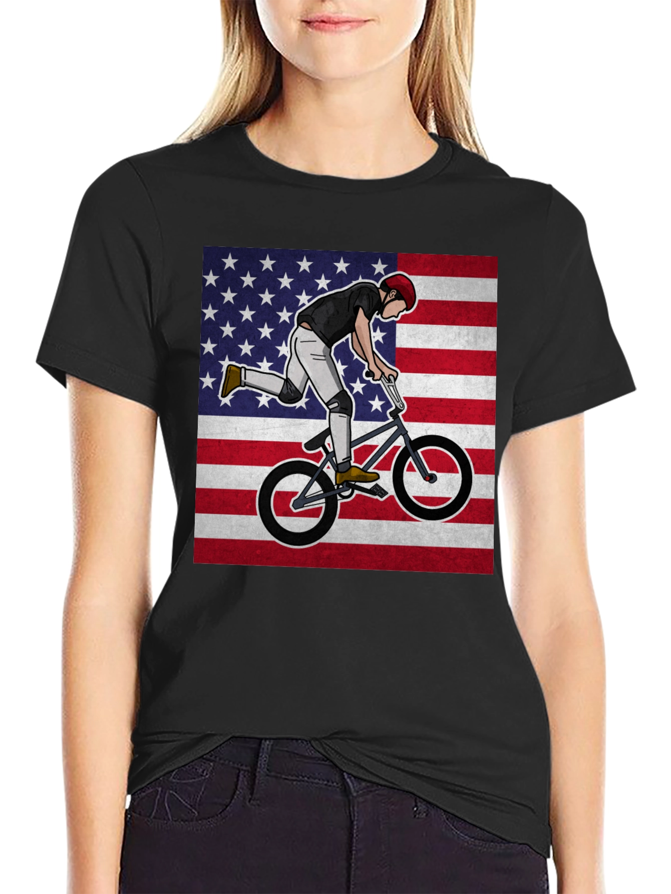BMX Rider USA Flag Graphic Tee