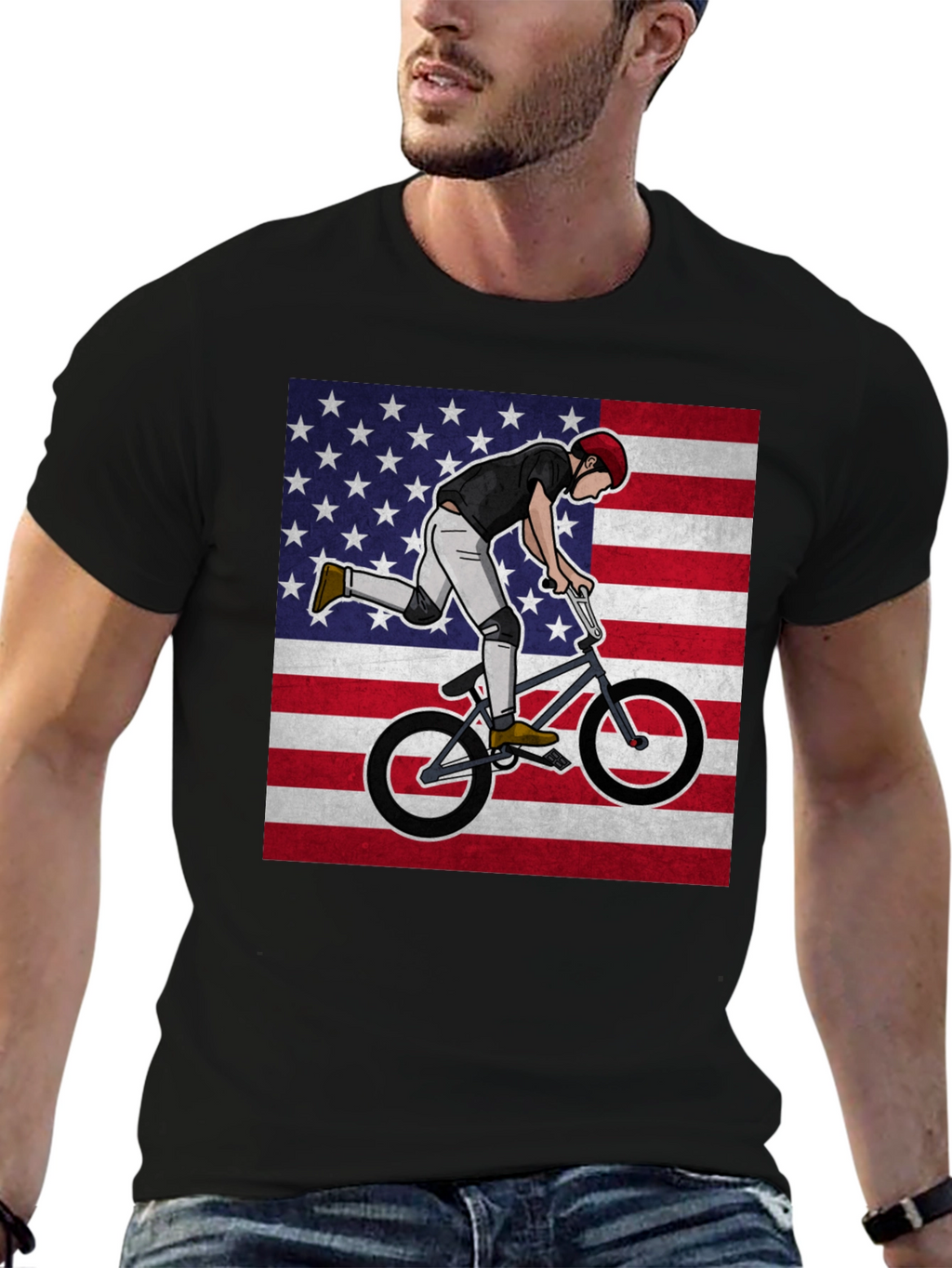 BMX Rider USA Flag Graphic Tee