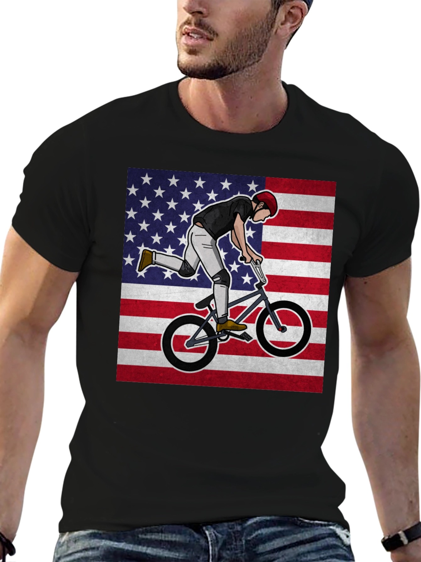 BMX Rider USA Flag Graphic Tee