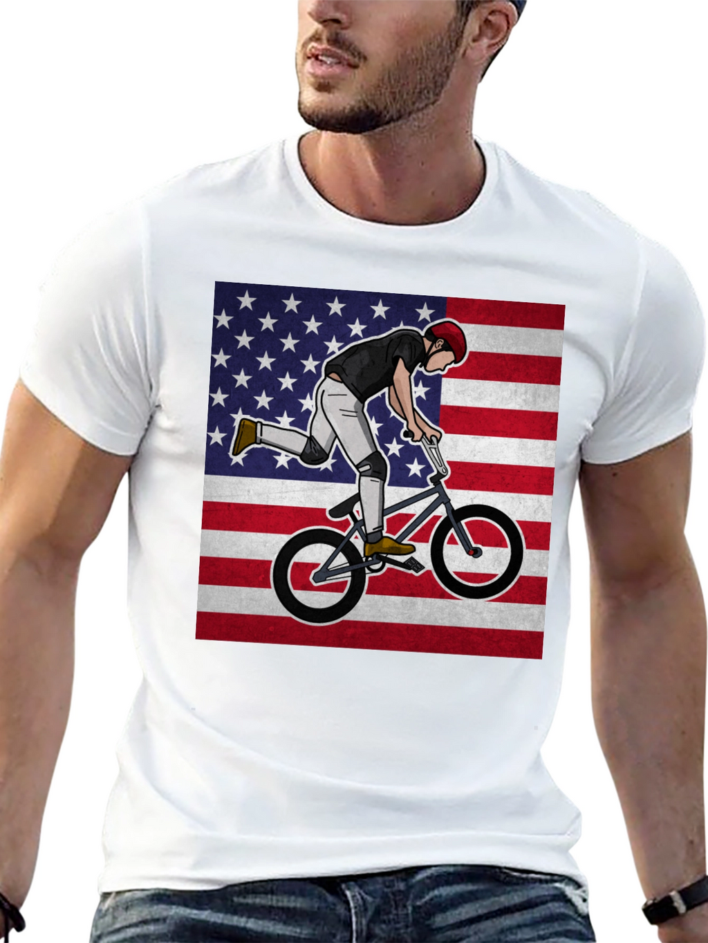 BMX Rider USA Flag Graphic Tee
