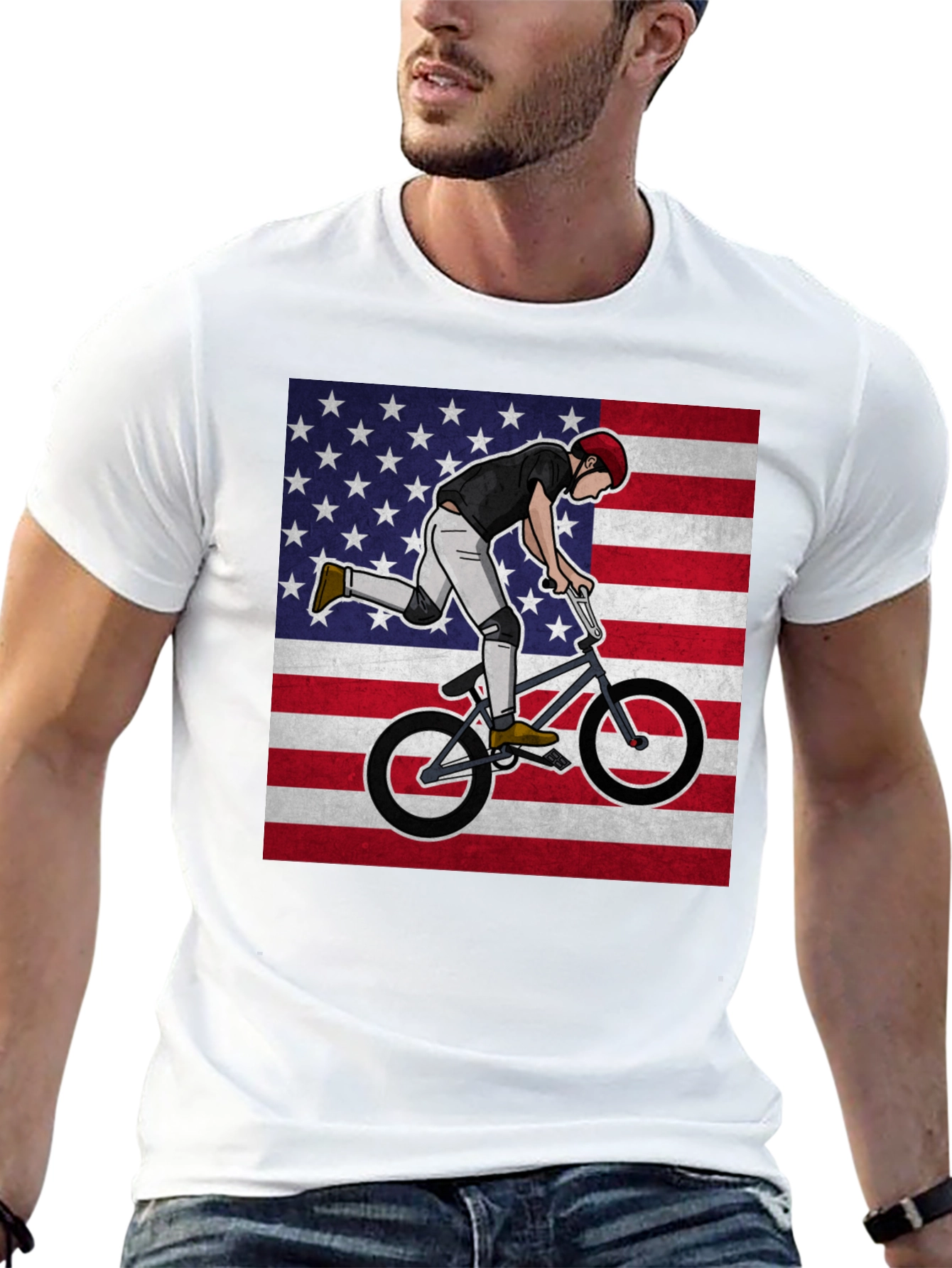 BMX Rider USA Flag Graphic Tee