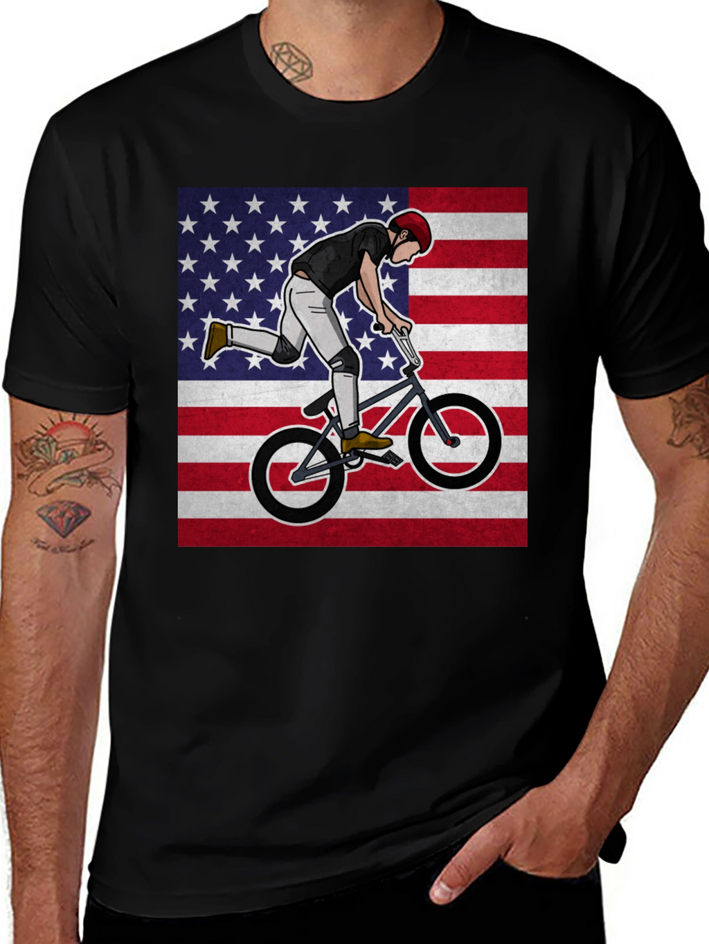 BMX Rider USA Flag Graphic Tee