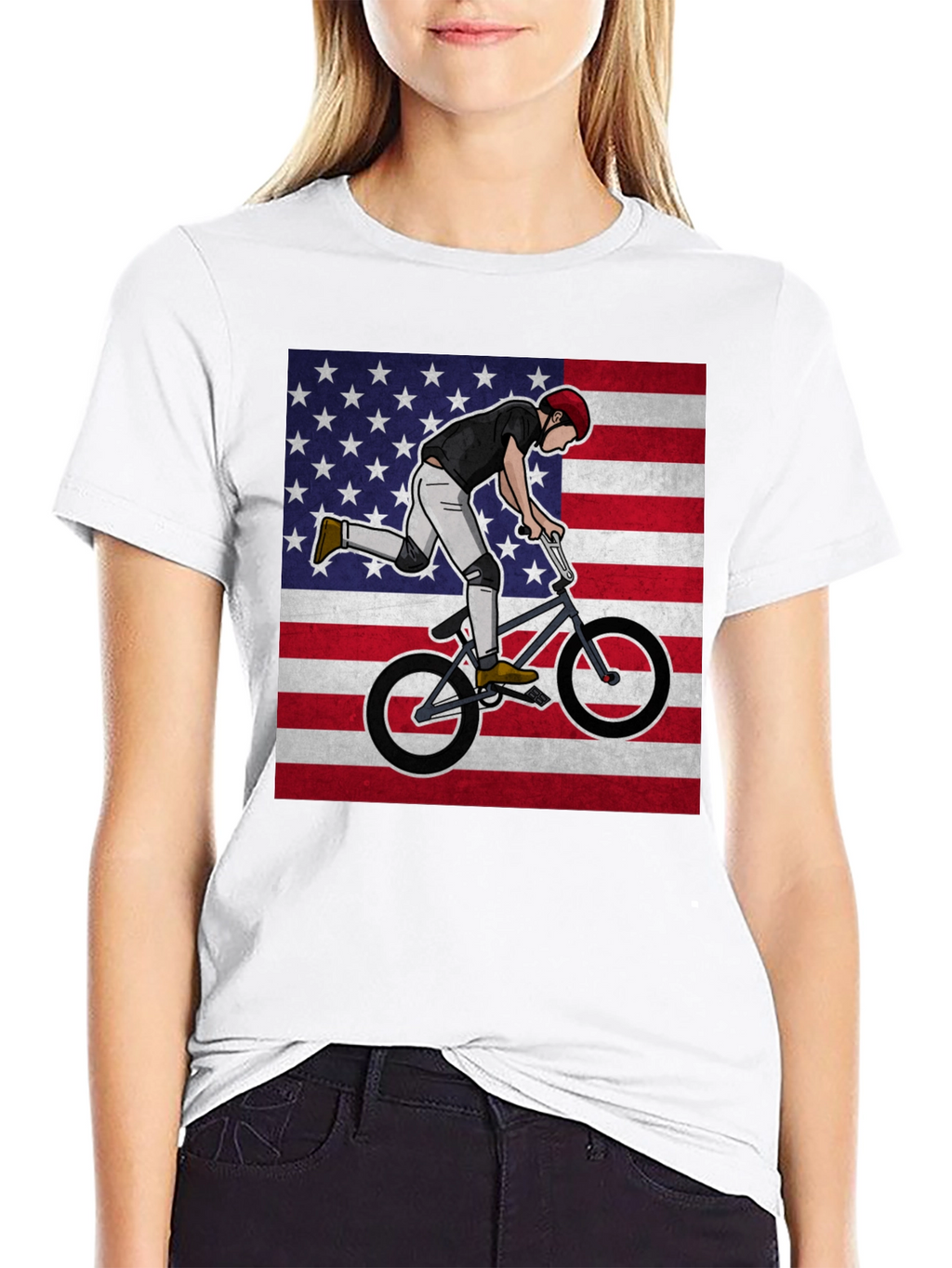 BMX Rider USA Flag Graphic Tee