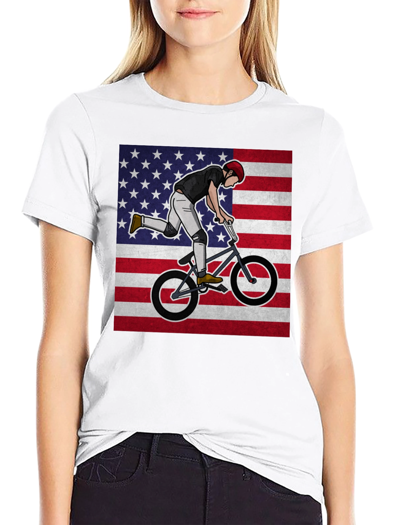 BMX Rider USA Flag Graphic Tee