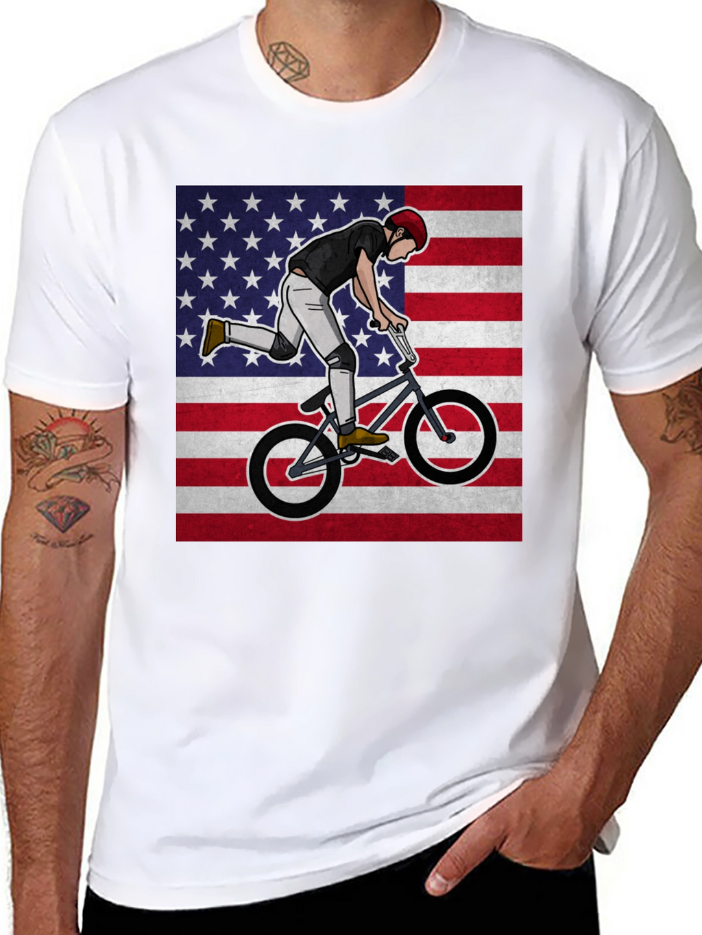 BMX Rider USA Flag Graphic Tee