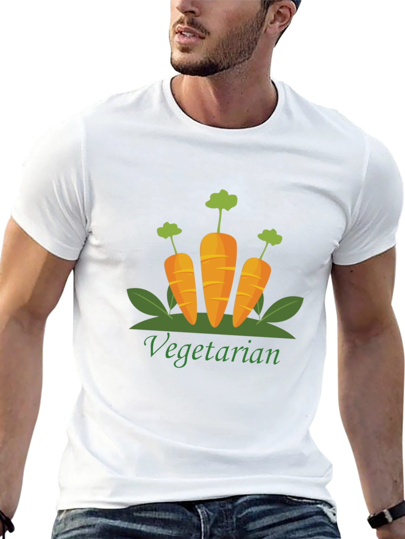 Vegetarian Carrot Graphic Print Black T-Shirt