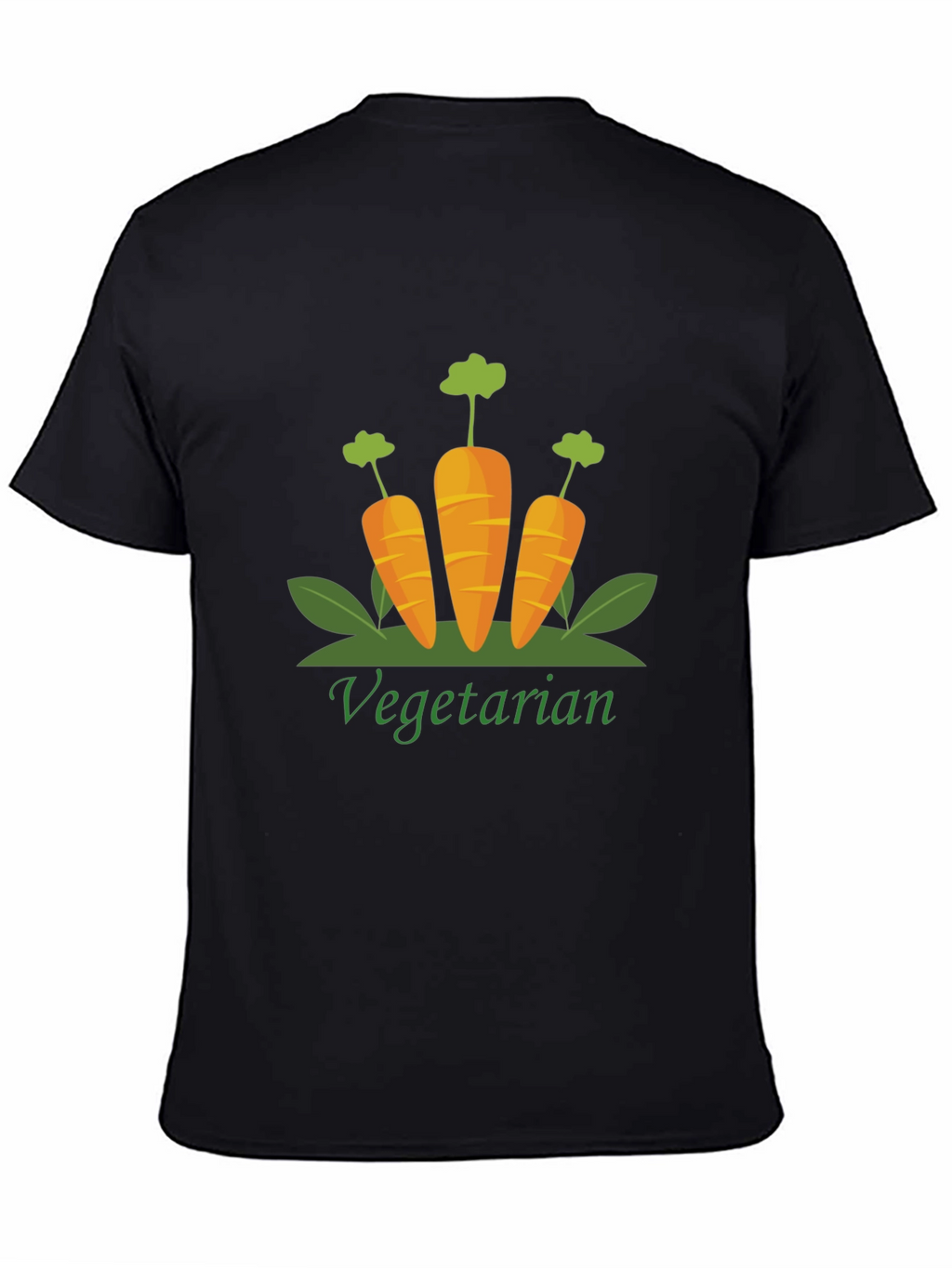 Vegetarian Carrot Graphic Print Black T-Shirt