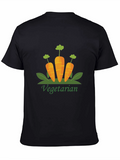 Vegetarian Carrot Graphic Print Black T-Shirt