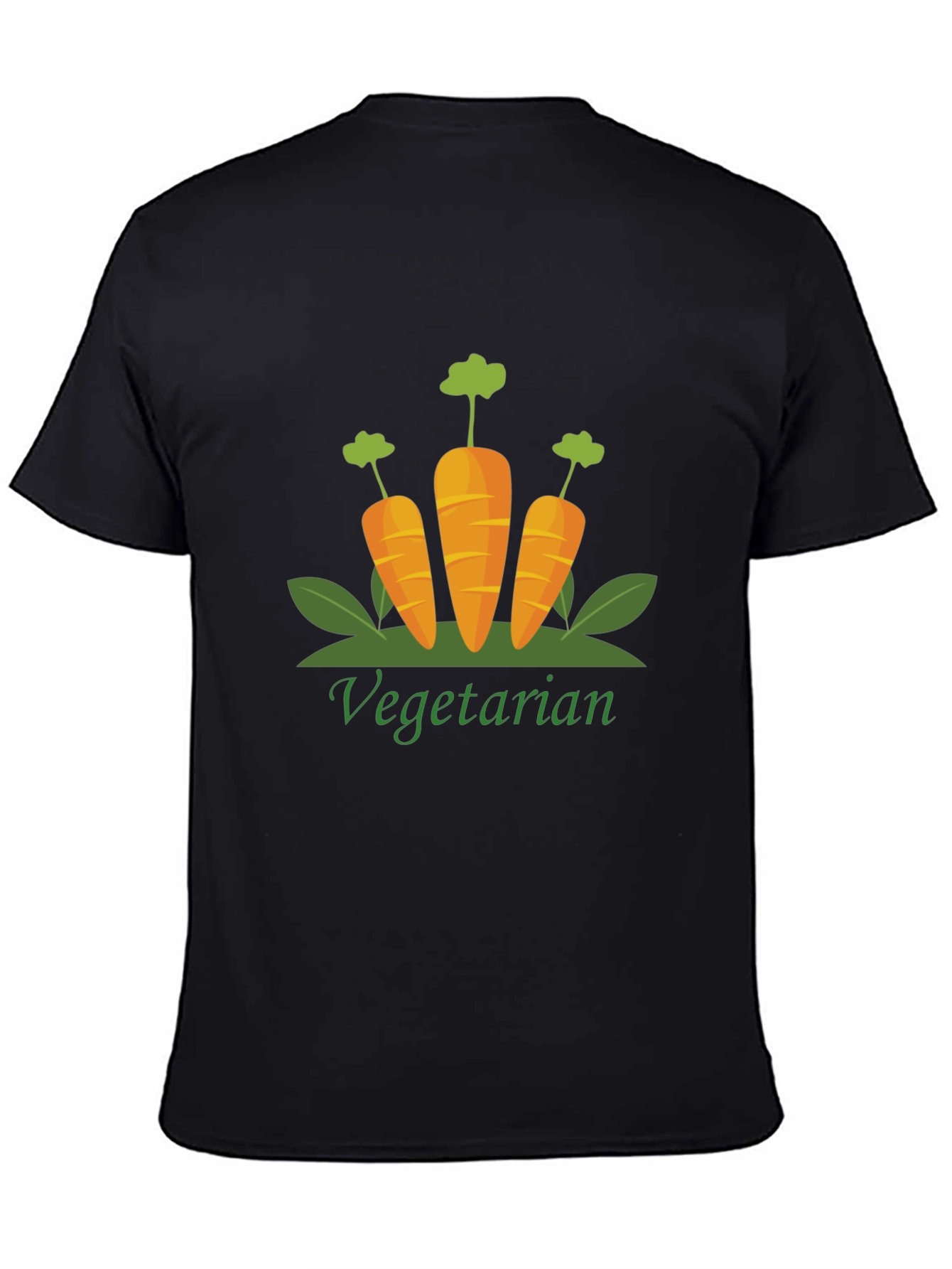 Vegetarian Carrot Graphic Print Black T-Shirt