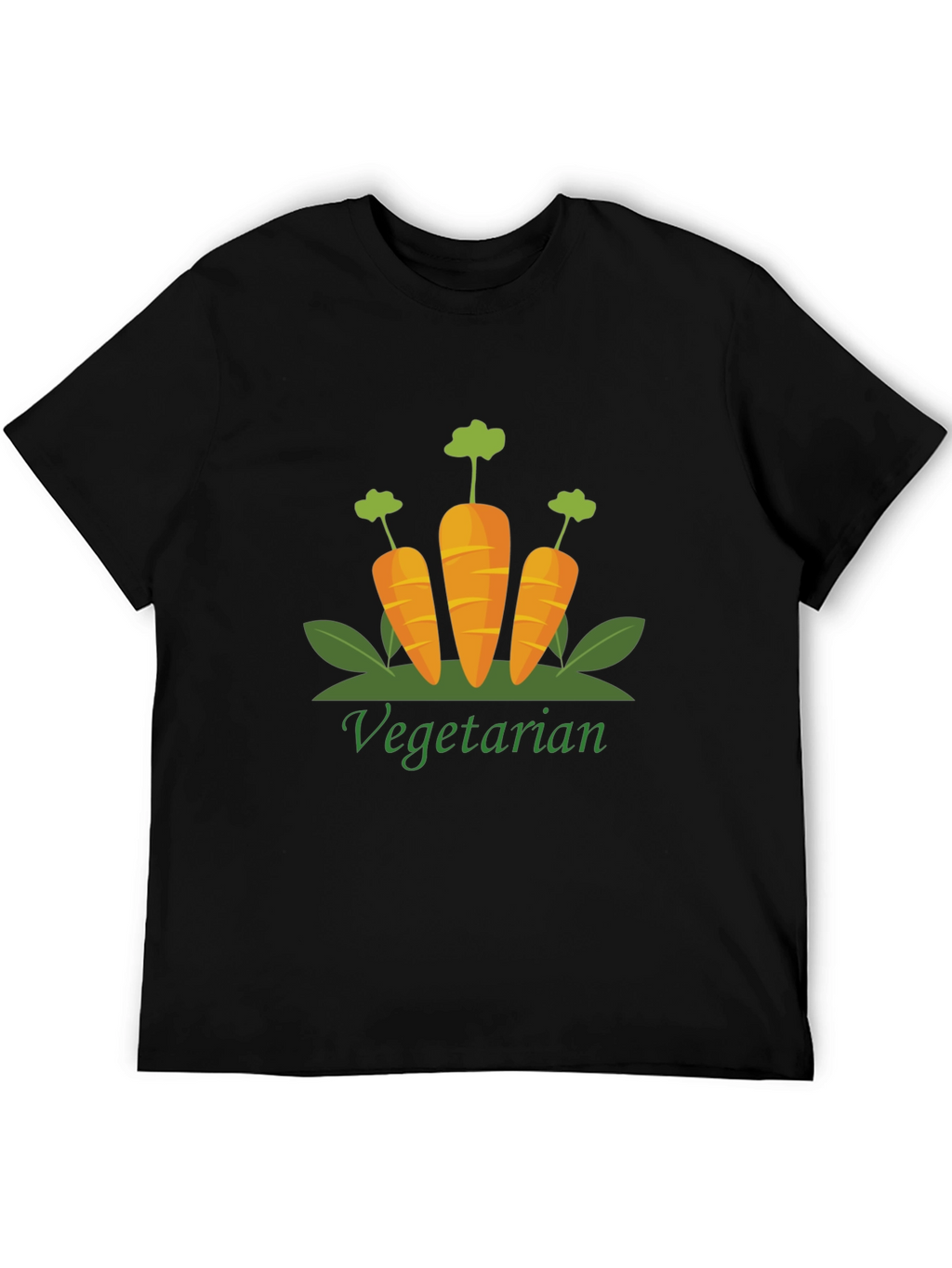Vegetarian Carrot Graphic Print Black T-Shirt