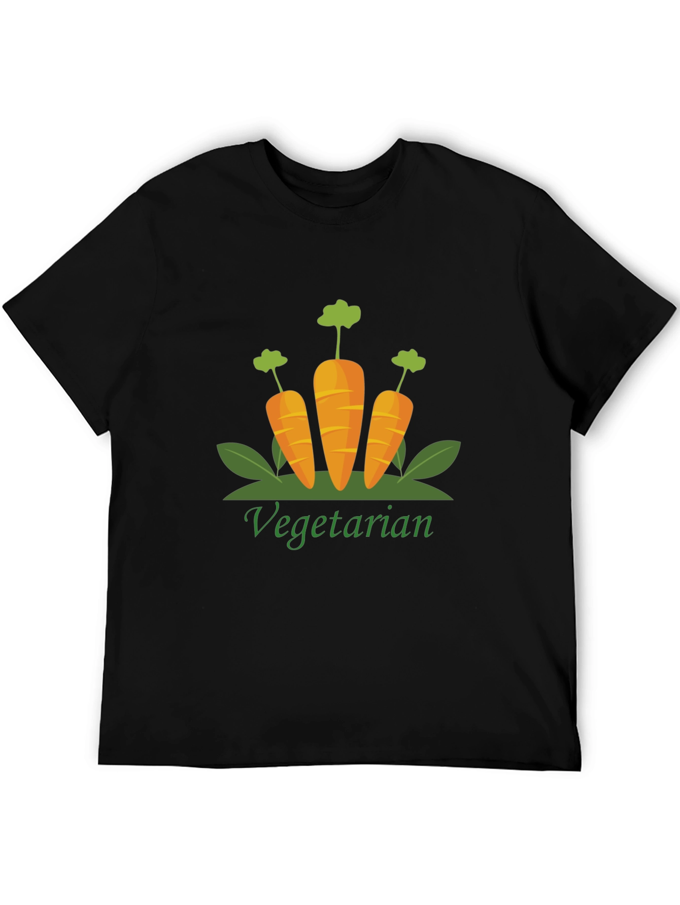 Vegetarian Carrot Graphic Print Black T-Shirt