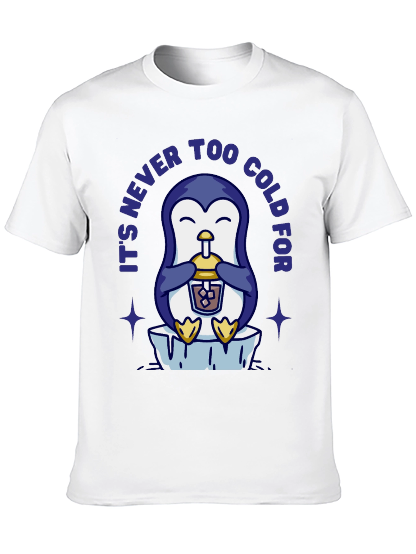 Penguin Bubble Tea Graphic Tee - Its Never Too Cold!