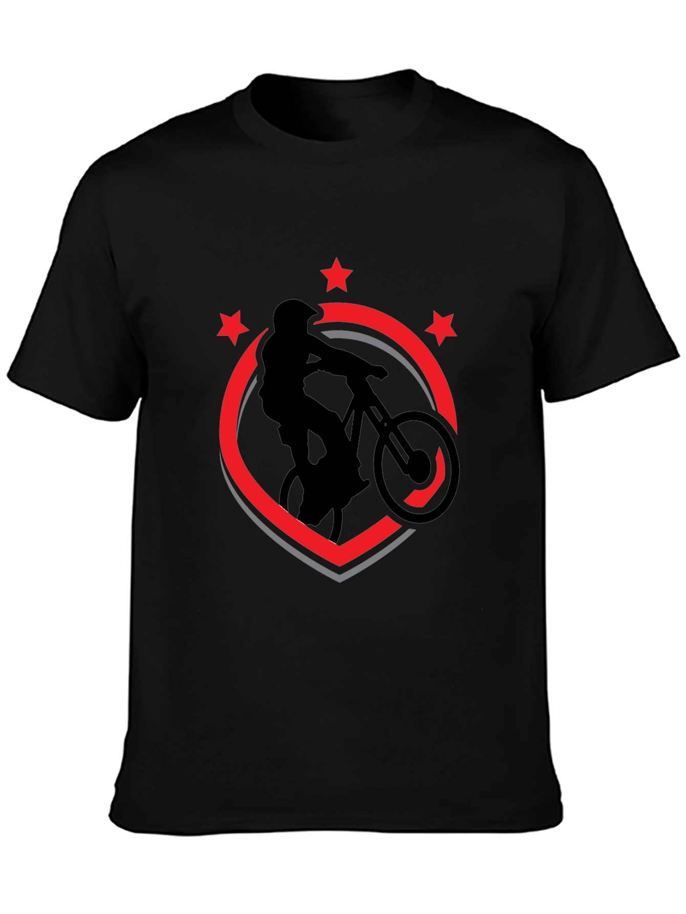 Mountain Bike T-Shirt - Black Cotton Biker Design