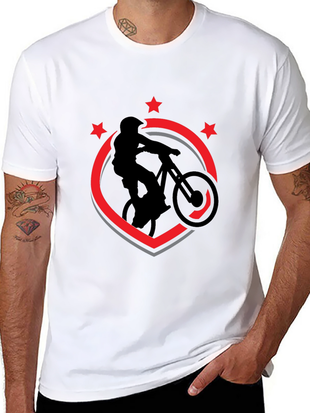 Mountain Bike T-Shirt - Black Cotton Biker Design
