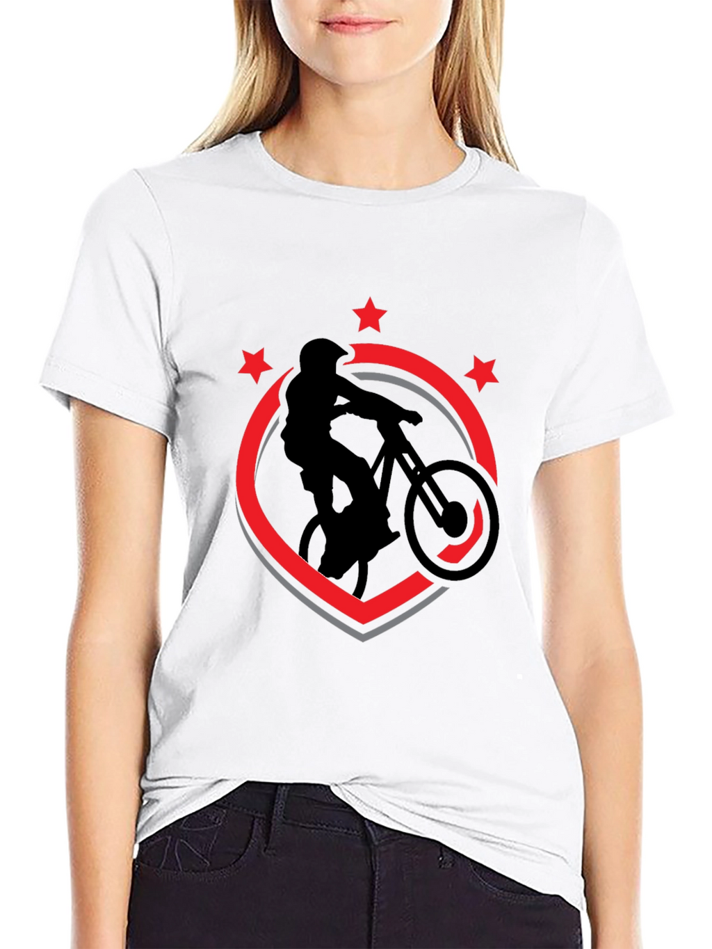 Mountain Bike T-Shirt - Black Cotton Biker Design