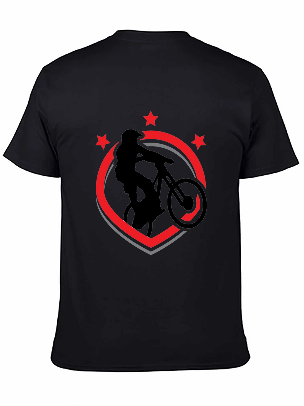 Mountain Bike T-Shirt - Black Cotton Biker Design