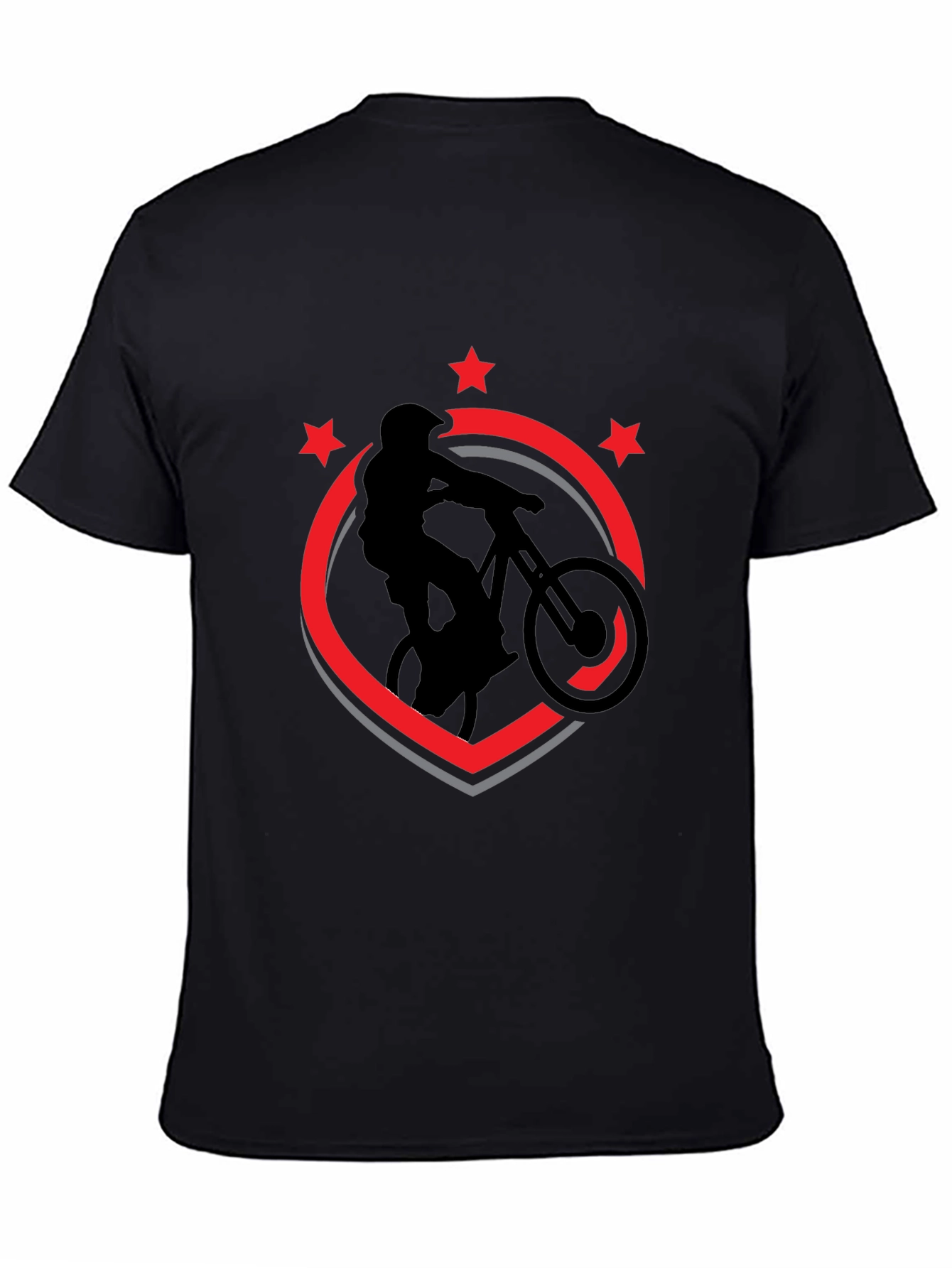 Mountain Bike T-Shirt - Black Cotton Biker Design