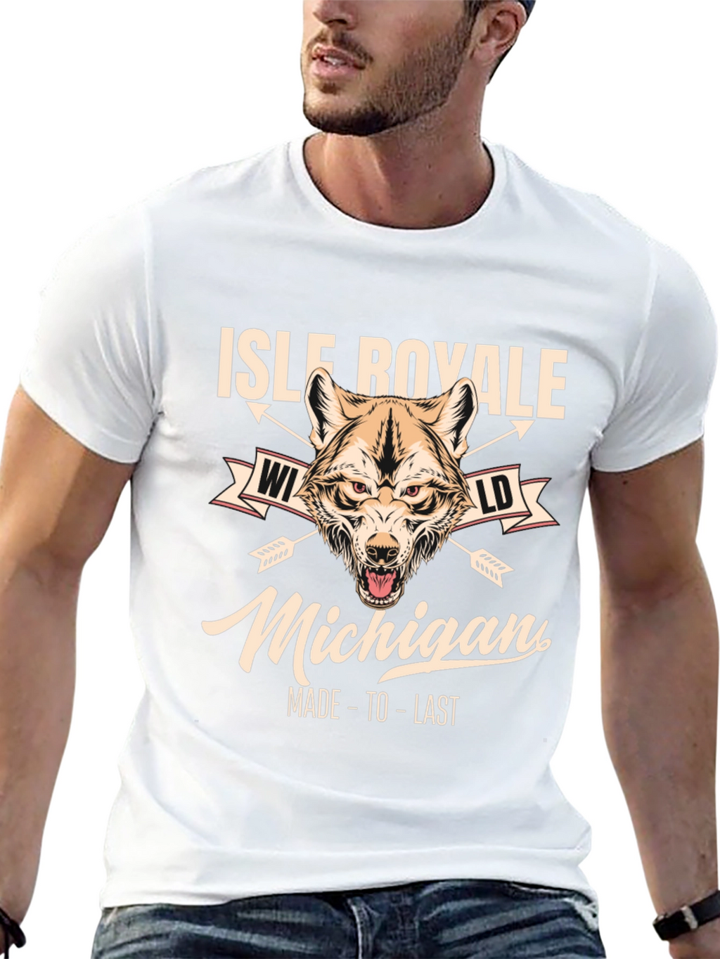 Isle Royale Michigan Wolf Graphic T-Shirt