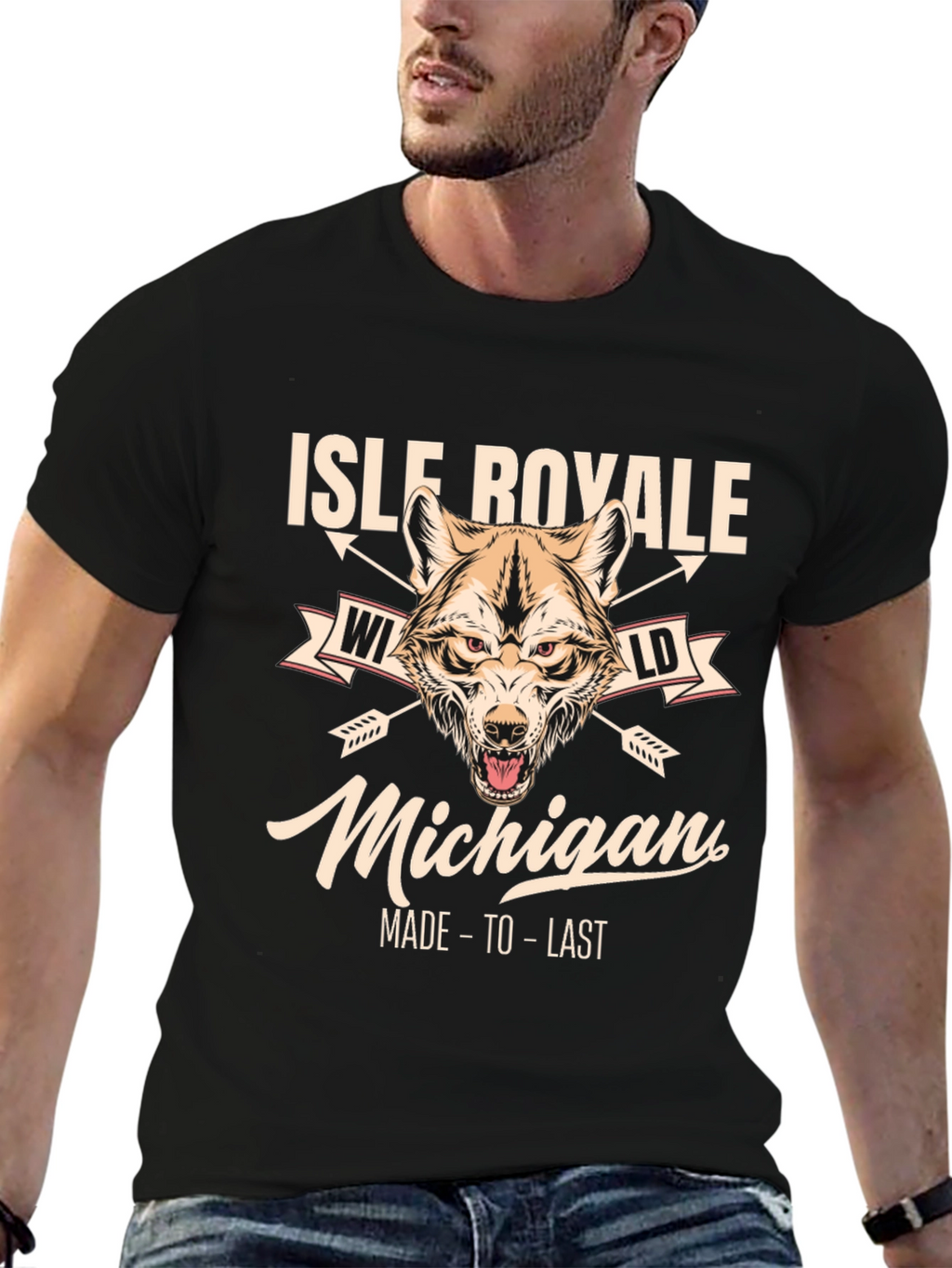 Isle Royale Michigan Wolf Graphic T-Shirt