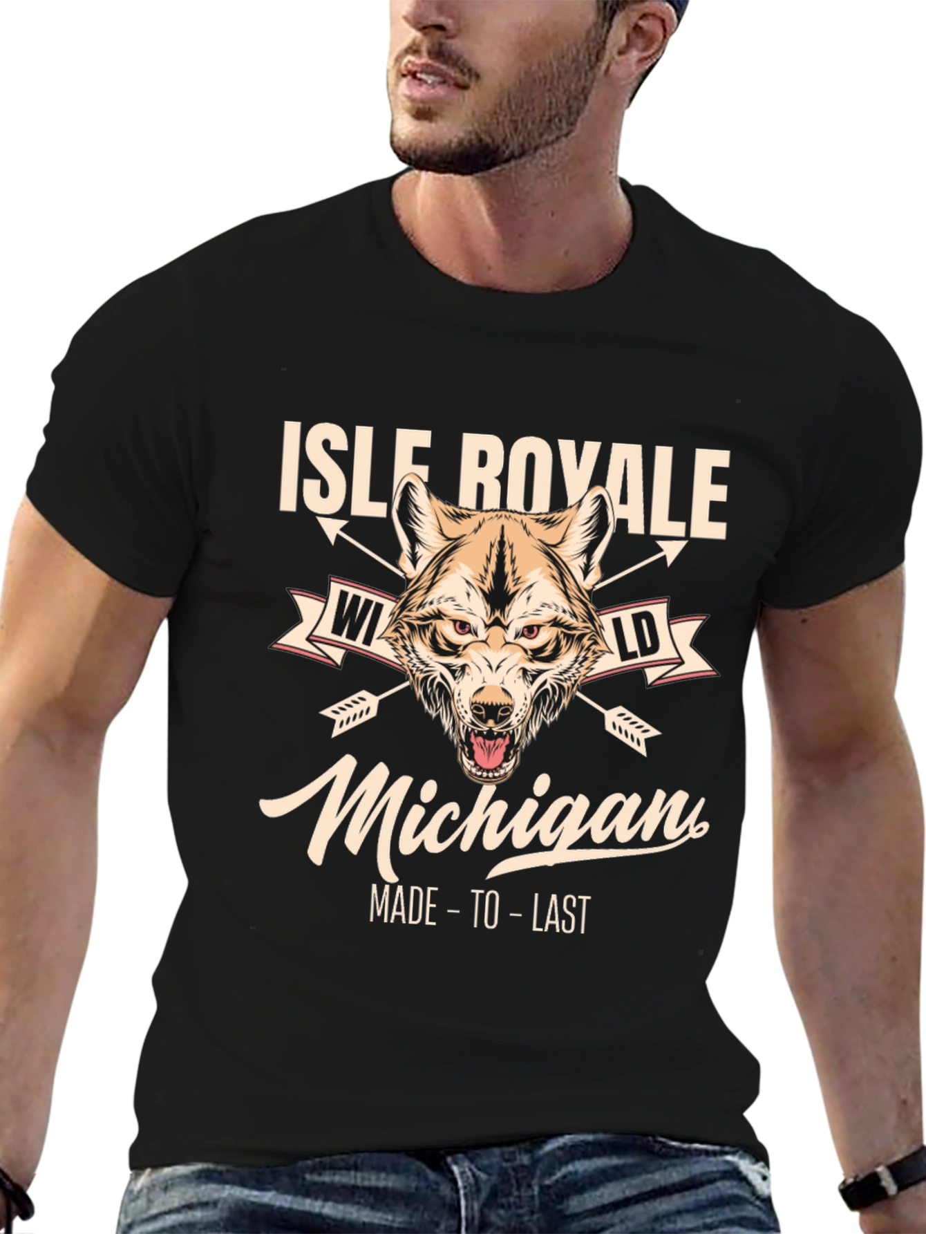Isle Royale Michigan Wolf Graphic T-Shirt
