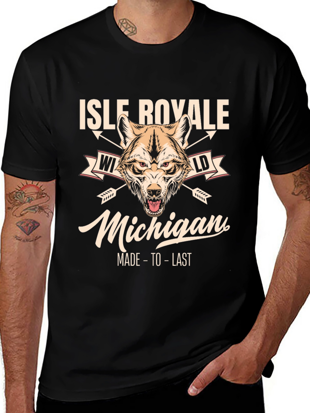 Isle Royale Michigan Wolf Graphic T-Shirt