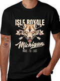 Isle Royale Michigan Wolf Graphic T-Shirt