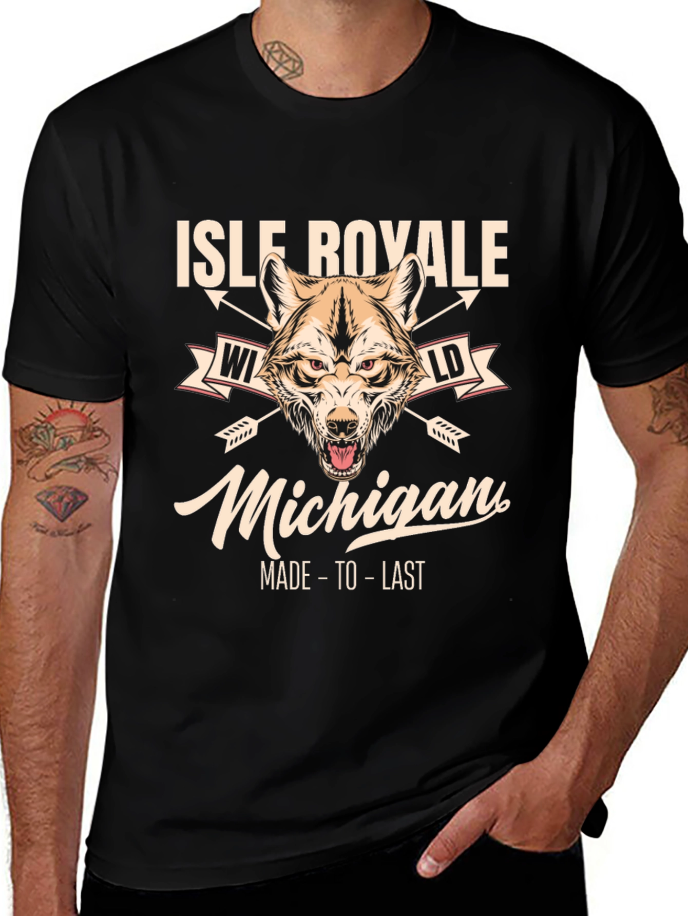 Isle Royale Michigan Wolf Graphic T-Shirt