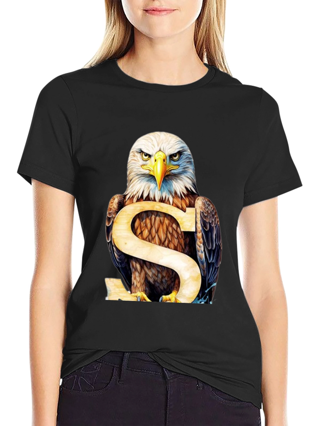 Eagle Graphic Print Mens Black T-Shirt