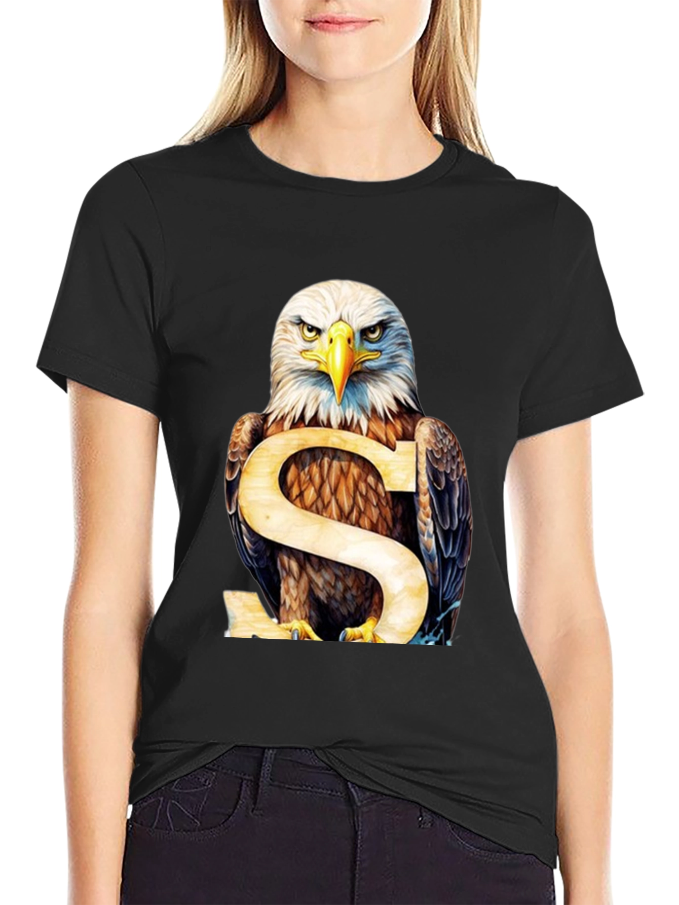 Eagle Graphic Print Mens Black T-Shirt